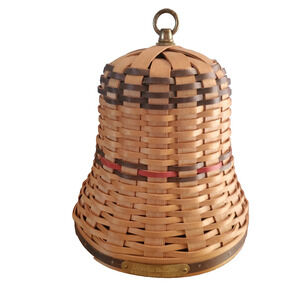 Vintage Bradford Basket Company Christmas Wicker Bell 95 Large Holiday 9" Beige